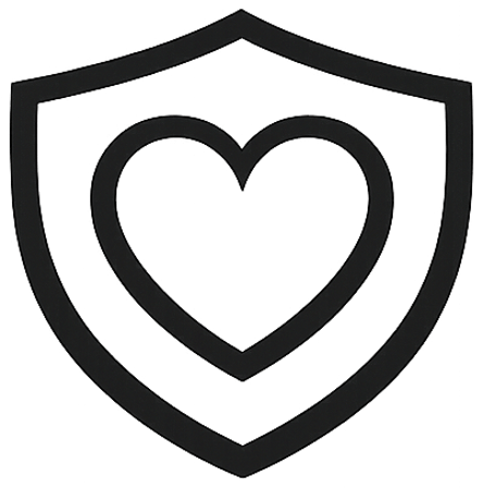 Icon: heart protected by a shield