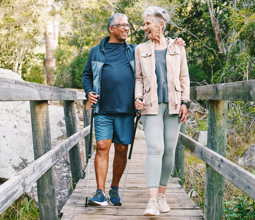 Couple walking outdoors