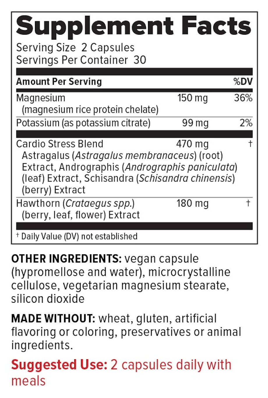 120/80 Care Supplement Facts panel